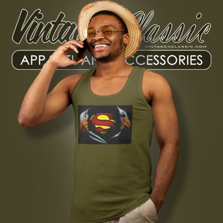 Superman Ripping Open Tank Top Racerback Superman Ripping Open Tank Top Racerback