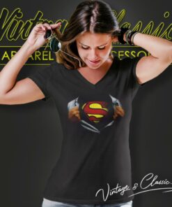 Superman Ripping Open V Neck TShirt