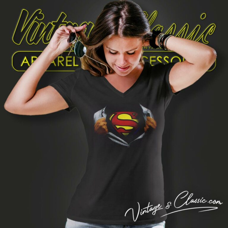 Superman Ripping Open V Neck TShirt Superman Ripping Open V Neck TShirt