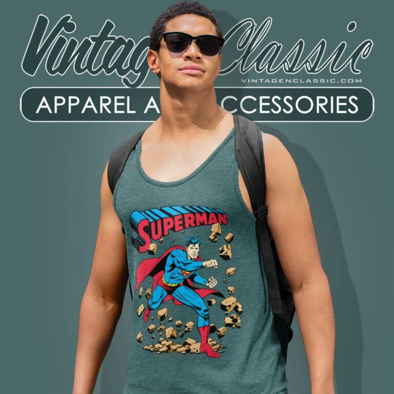 Superman Smash Rocks Tank Top Racerback Superman Smash Rocks Tank Top Racerback