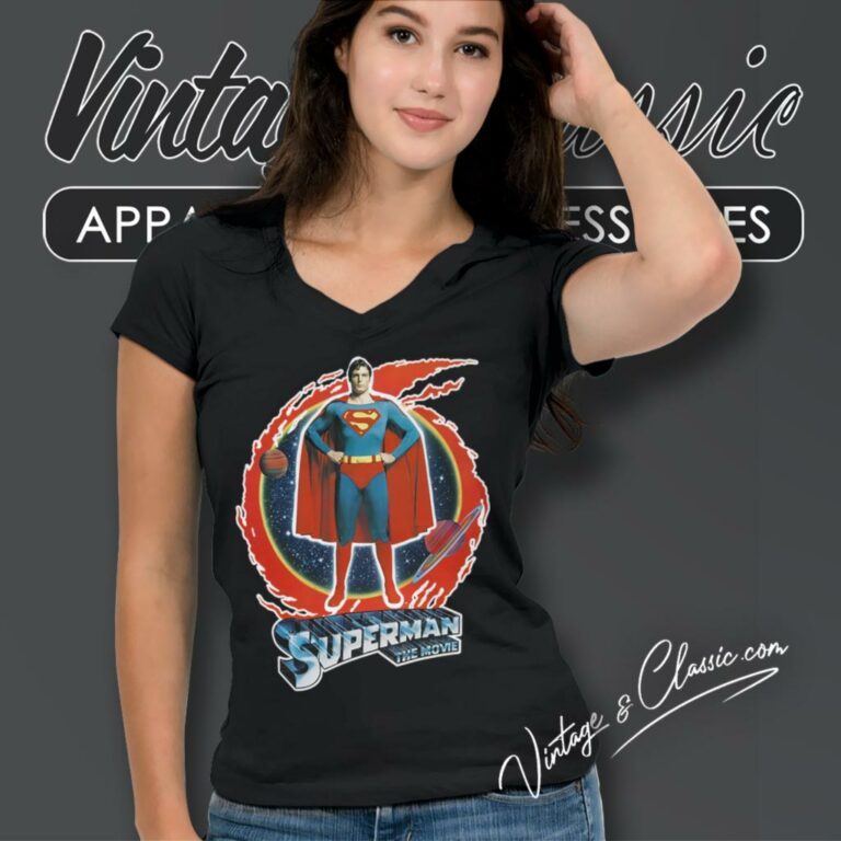 Superman The Movie V Neck TShirt Superman The Movie V Neck TShirt
