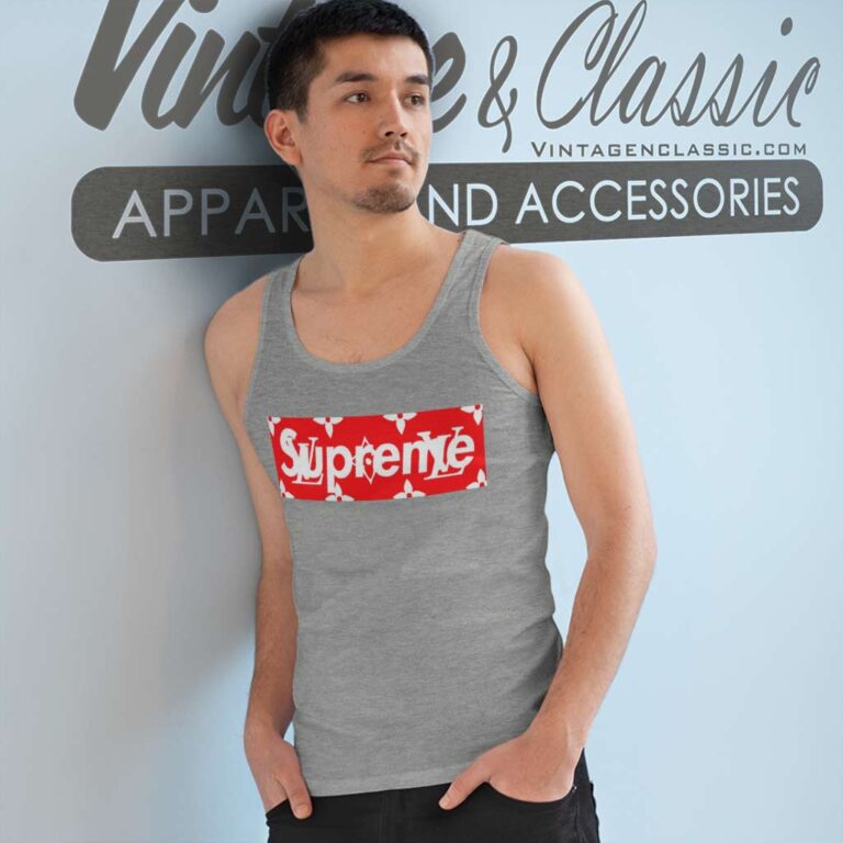 Supreme And Louis Vuitton Box Logo Tank Top Racerback Supreme And Louis Vuitton Box Logo Tank Top Racerback