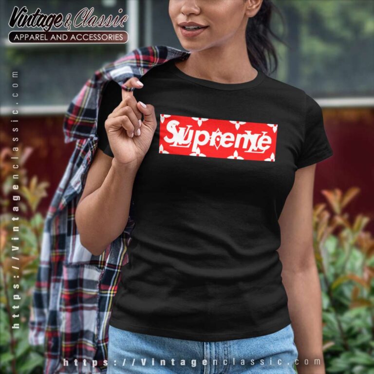 Supreme And Louis Vuitton Box Logo Women TShirt Supreme And Louis Vuitton Box Logo Women TShirt