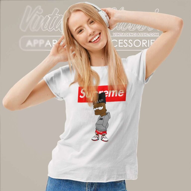 Supreme Asap Rocky Bart Simpson Women TShirt Supreme Asap Rocky Bart Simpson Women TShirt