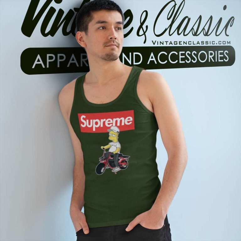 Supreme Bart Simpson Riding Bike Tank Top Racerback Supreme Bart Simpson Riding Bike Tank Top Racerback