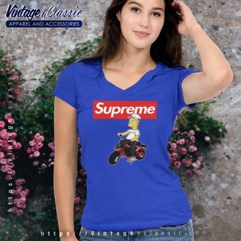 Supreme Bart Simpson Riding Bike V Neck TShirt Supreme Bart Simpson Riding Bike V Neck TShirt