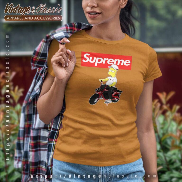 Supreme Bart Simpson Riding Bike Women TShirt Supreme Bart Simpson Riding Bike Women TShirt