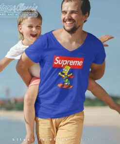 Supreme Bart Simpson Skateboard V Neck TShirt