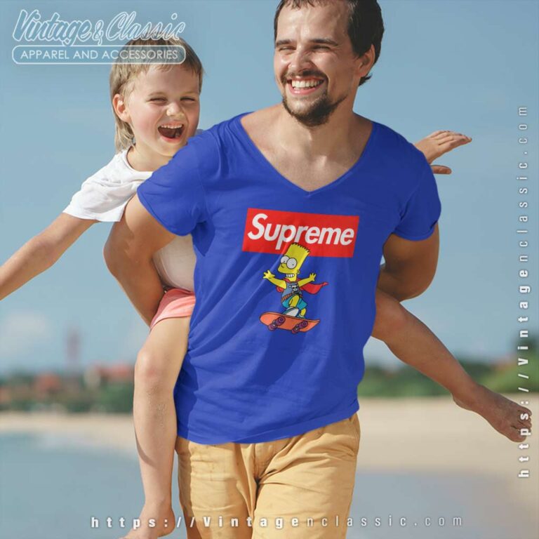 Supreme Bart Simpson Skateboard V Neck TShirt Supreme Bart Simpson Skateboard V Neck TShirt