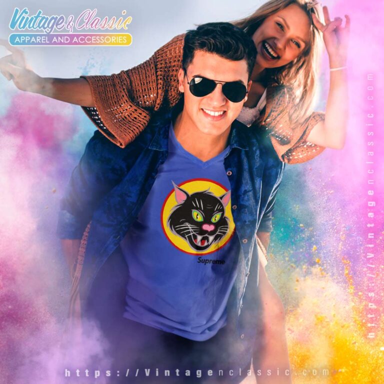 Supreme Black Cat V Neck TShirt Supreme Black Cat V Neck TShirt