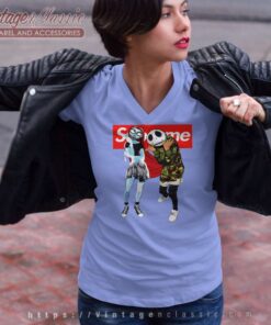 Supreme Jack Skellington Bape And Sally V Neck TShirt