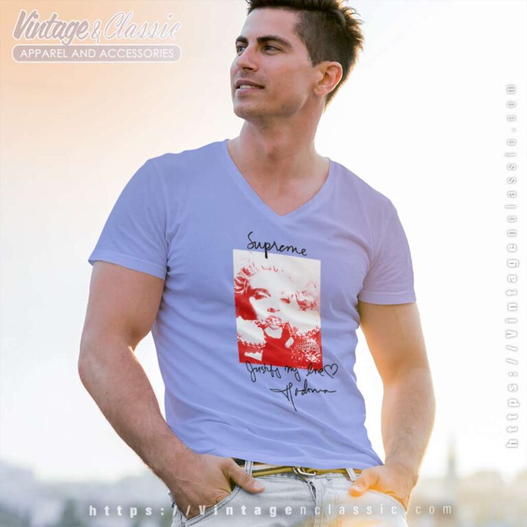 Supreme Madonna Justify My Love V Neck TShirt Supreme Madonna Justify My Love V Neck TShirt