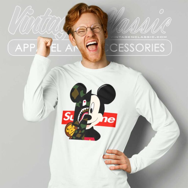 Supreme Mickey Mouse Bape Long Sleeve Tee Supreme Mickey Mouse Bape Long Sleeve Tee
