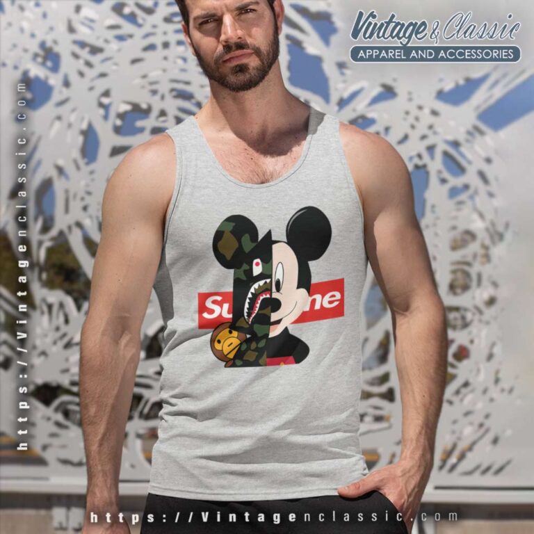 Supreme Mickey Mouse Bape Tank Top Racerback Supreme Mickey Mouse Bape Tank Top Racerback