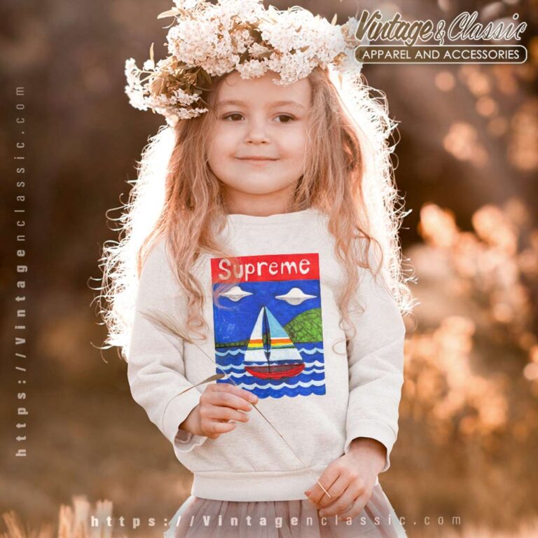 Supreme Sailboat Painting Ufo Box Logo Kids Sweatshirt Supreme Sailboat Painting Ufo Box Logo Kids Sweatshirt