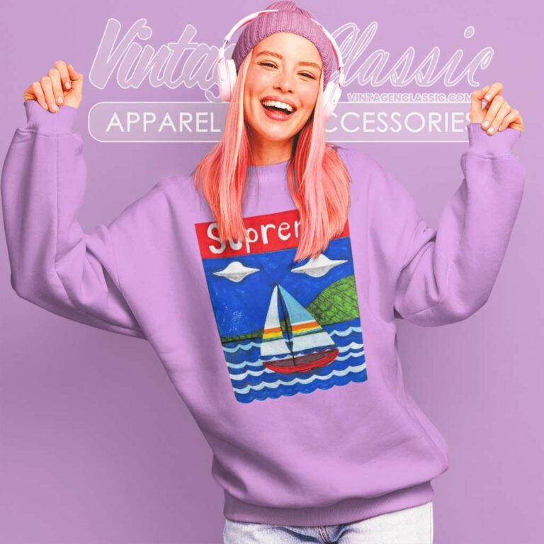 Supreme Sailboat Painting Ufo Box Logo Sweatshirt Supreme Sailboat Painting Ufo Box Logo Sweatshirt