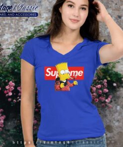 Supreme Smoking Bart The Simpsons V Neck TShirt