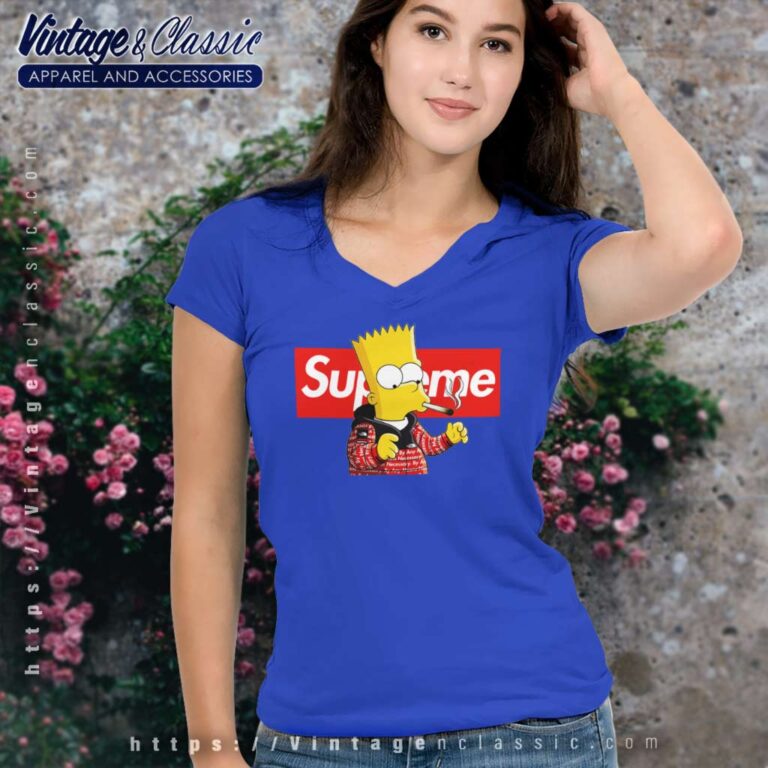 Supreme Smoking Bart The Simpsons V Neck TShirt Supreme Smoking Bart The Simpsons V Neck TShirt
