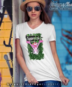 Supreme Snake Logo Pink Panther V Neck TShirt