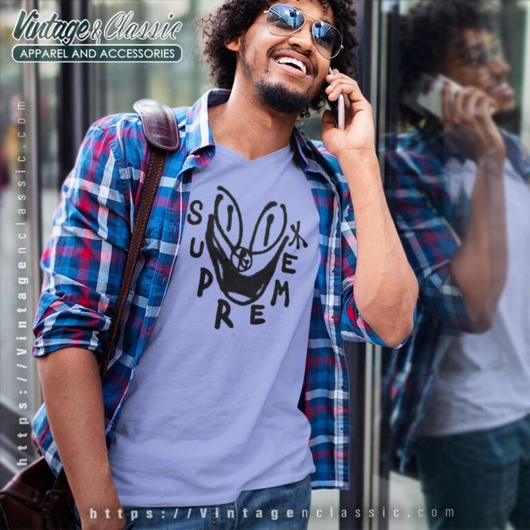 Supreme Spray Paint Smile V Neck TShirt Supreme Spray Paint Smile V Neck TShirt