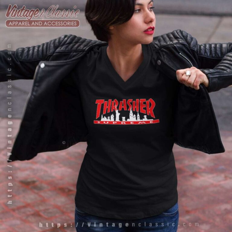 Supreme Thrasher Skyline V Neck TShirt Supreme Thrasher Skyline V Neck TShirt
