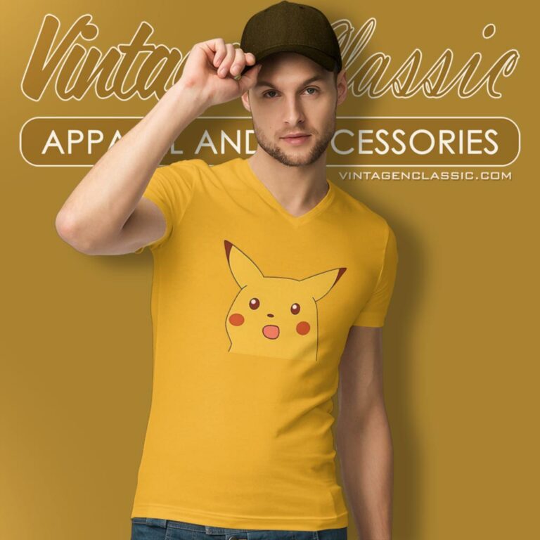 Surprised Pikachu Meme V Neck TShirt Surprised Pikachu Meme V Neck TShirt