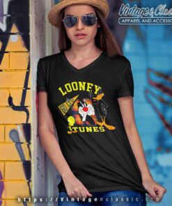 Sylvester Daffy Duck Tweety Bird V Neck TShirt