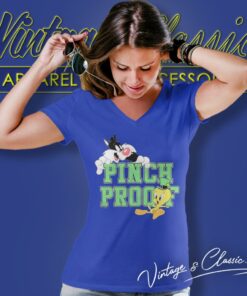 Sylvester The Cat And Tweety Bird Pinch Proof St Paddys Day V Neck TShirt