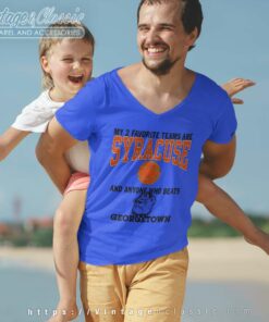 Syracuse And Georgetown Basketball Rivalry V Neck TShirt