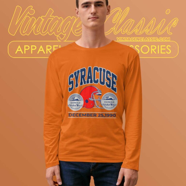 Syracuse Football 1990 Aloha Bowl Big Spellout Graphic Long Sleeve Tee Syracuse Football 1990 Aloha Bowl Big Spellout Graphic Long Sleeve Tee
