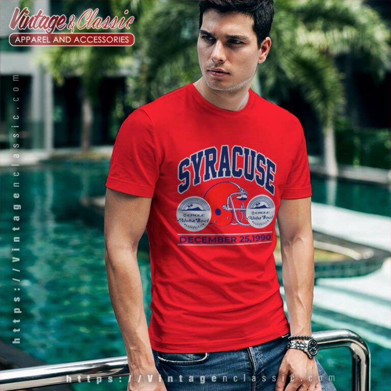 Syracuse Football 1990 Aloha Bowl Big Spellout Graphic T Shirt Syracuse Football 1990 Aloha Bowl Big Spellout Graphic T Shirt