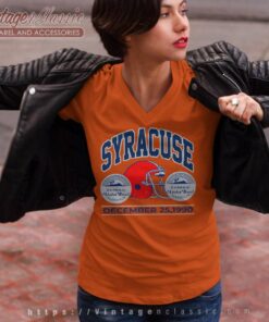 Syracuse Football 1990 Aloha Bowl Big Spellout Graphic V Neck TShirt