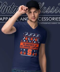 Syracuse Orange Christmas Shirt Im Dreaming Of An Orange Cusemas V Neck TShirt