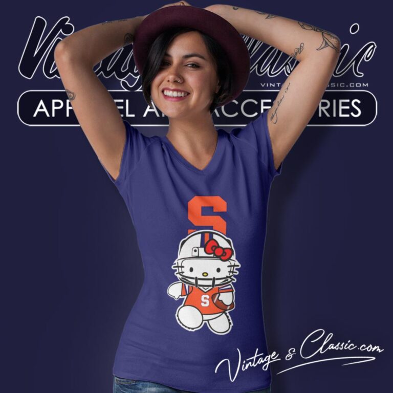 Syracuse Orange Hello Kitty V Neck TShirt Syracuse Orange Hello Kitty V Neck TShirt