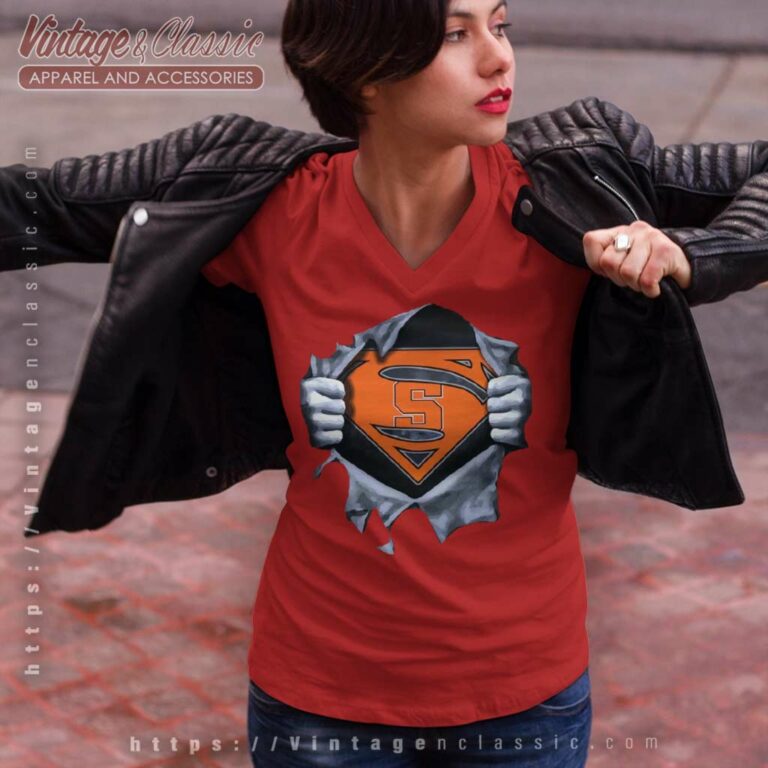 Syracuse Orange Superman Logo V Neck TShirt Syracuse Orange Superman Logo V Neck TShirt