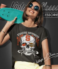 Syracuse University Harley Davidson Skull Women T Shirt