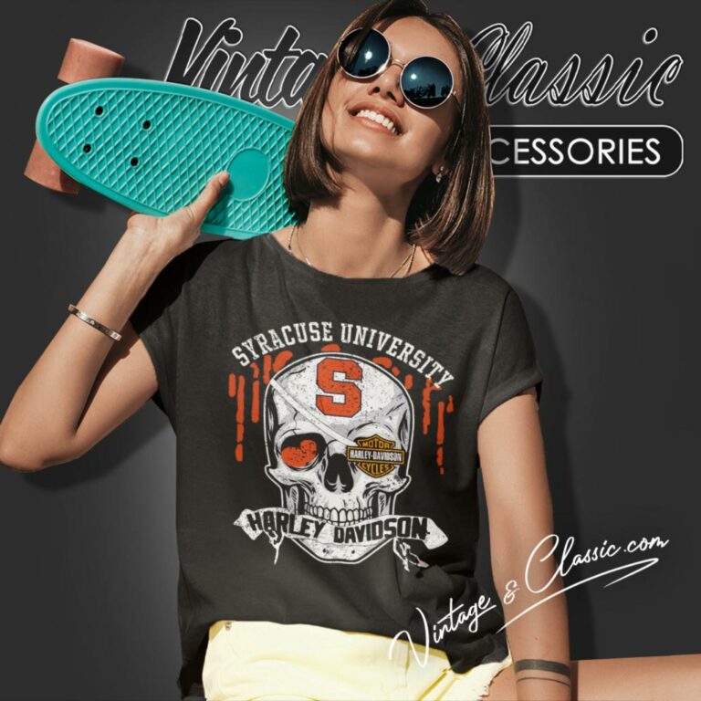 Syracuse University Harley Davidson Skull Women T Shirt Syracuse University Harley Davidson Skull Women T Shirt