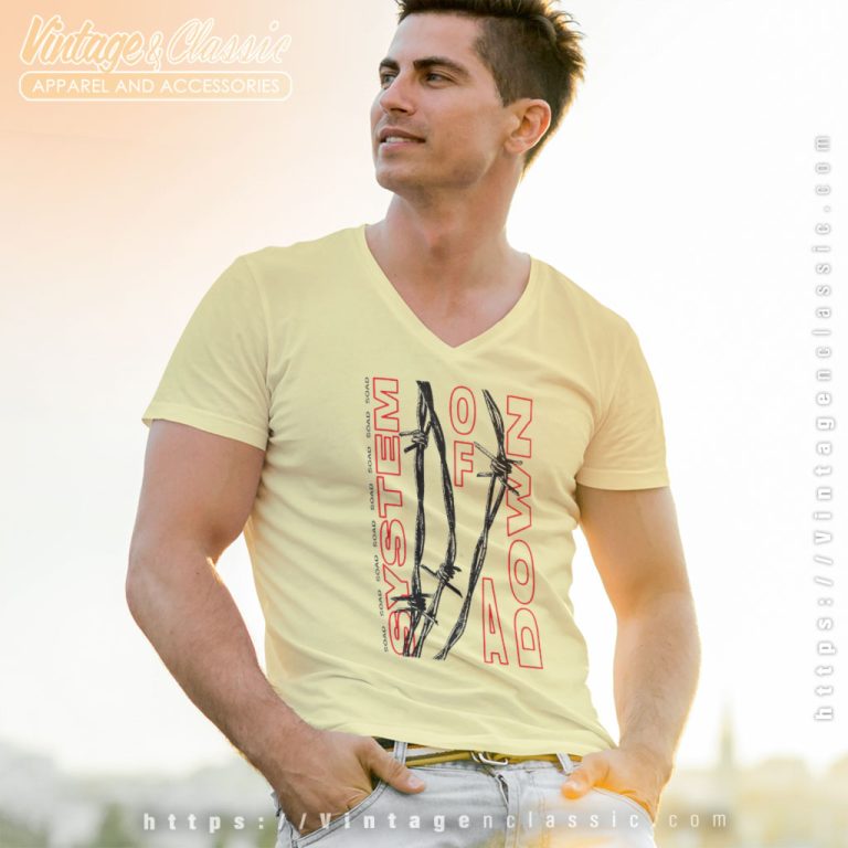 System Of A Down Barbed Wire V Neck TShirt System Of A Down Barbed Wire V Neck TShirt