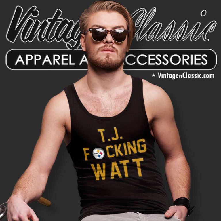 T J Fucking Watt Pittsburgh Steelers Logo Tank Top Racerback T J Fucking Watt Pittsburgh Steelers Logo Tank Top Racerback