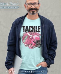 Tackle Cancer Football Mom Breast Cancer Awareness Long Sleeve Tee