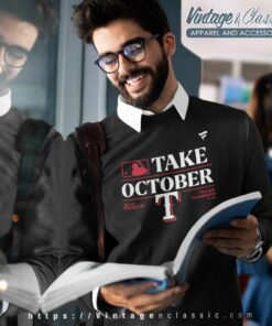Take October Rangers Shirt 2023 Postseason Locker Room 4 Take October Rangers Shirt 2023 Postseason Locker Room Sweatshirt