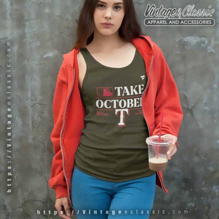 Take October Rangers Shirt 2023 Postseason Locker Room Tank Top Racerback Take October Rangers Shirt 2023 Postseason Locker Room Tank Top Racerback