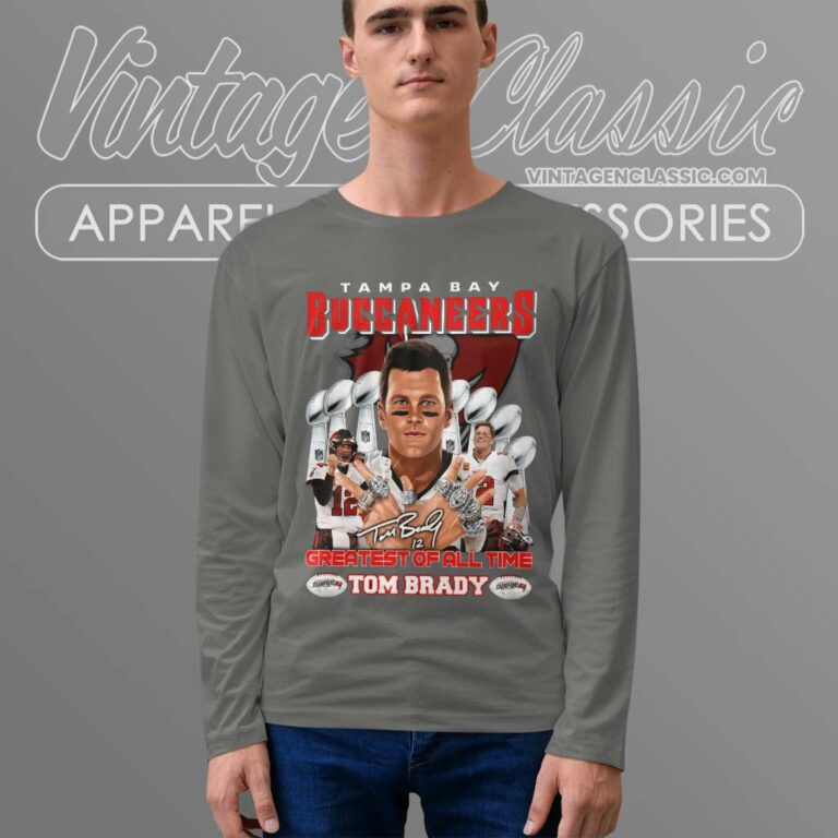 Tampa Bay Buccaneers Greatest Of All The Time Tom Brady Signature Long Sleeve Tee Tampa Bay Buccaneers Greatest Of All The Time Tom Brady Signature Long Sleeve Tee