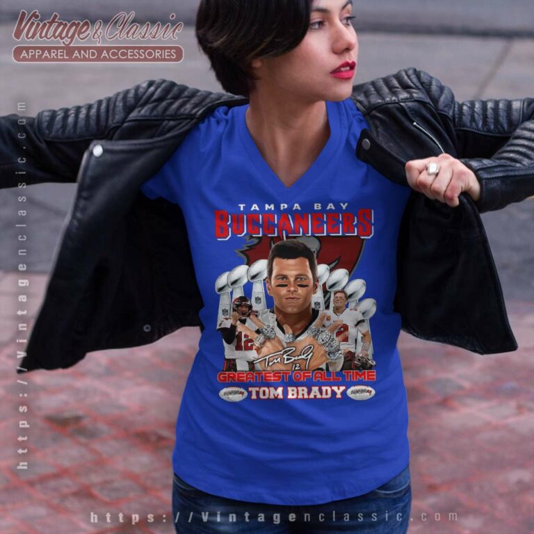Tampa Bay Buccaneers Greatest Of All The Time Tom Brady Signature V Neck TShirt Tampa Bay Buccaneers Greatest Of All The Time Tom Brady Signature V Neck TShirt