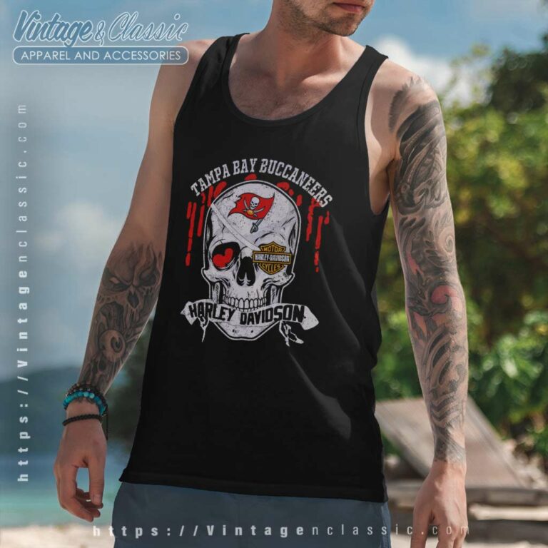 Tampa Bay Buccaneers Harley Davidson Skull Tank Top Racerback Tampa Bay Buccaneers Harley Davidson Skull Tank Top Racerback