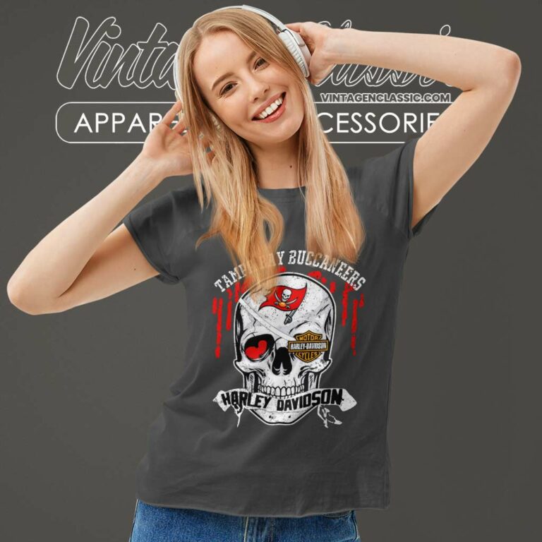 Tampa Bay Buccaneers Harley Davidson Skull Women TShirt Tampa Bay Buccaneers Harley Davidson Skull Women TShirt