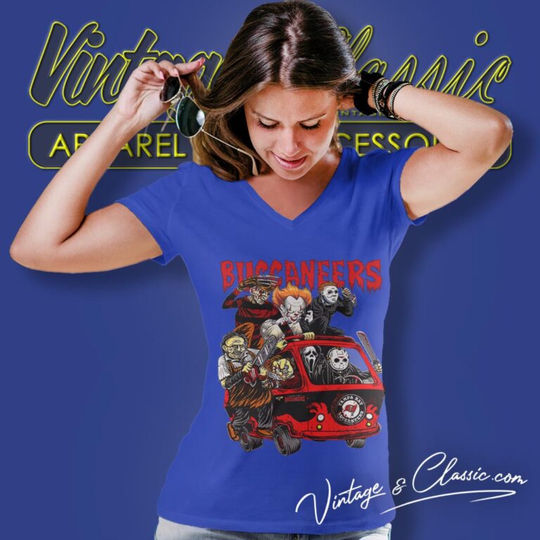 Tampa Bay Buccaneers Horror Movies Characters Halloween Shirt V Neck TShirt Tampa Bay Buccaneers Horror Movies Characters Halloween Shirt V Neck TShirt