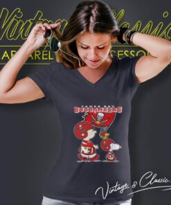 Tampa Bay Buccaneers Lets Play Football Together Snoopy Shirt V Neck TShirt