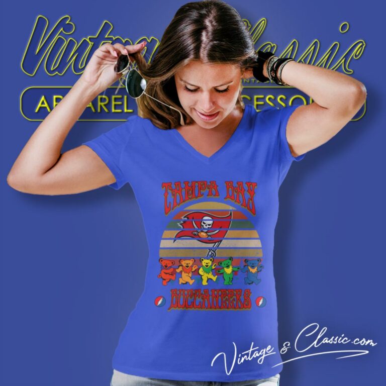 Tampa Bay Buccaneers Nfl Grateful Dancing Bears Retro V Neck TShirt Tampa Bay Buccaneers Nfl Grateful Dancing Bears Retro V Neck TShirt