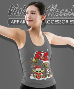 Tampa Bay Buccaneers Shirt Baby Yoda And Groot Santa Christmas Tank Top Racerback 1
